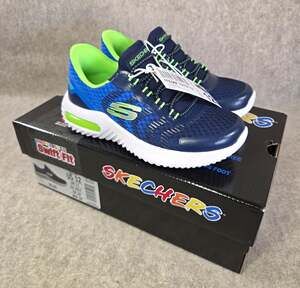 SKECHERS Hands Free Swift Fit Kids Blue/Green Slip-On Sneakers US 12 Standard